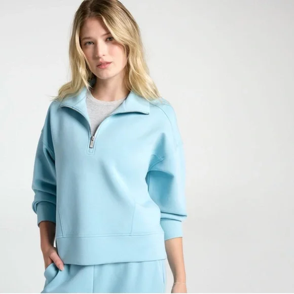 Calia Soft Scuba Mock Neck Light Blue Half-Zip Pullover *NWT* - Picture 4 of 4
